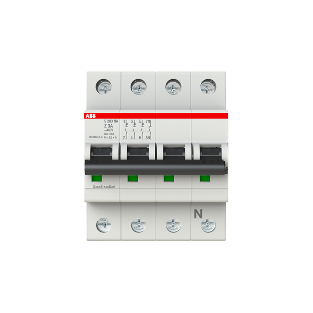 ABB 2CDS253103R0318 S203-Z3NA Sicherungsautomat Z-Charakteristik  6 kA  3 A  3P+NA