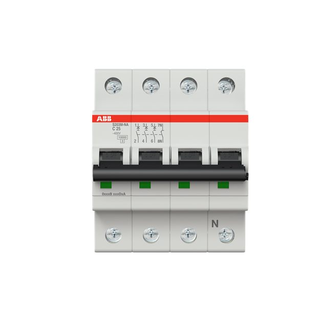 ABB 2CDS273103R0254 S203M-C25NA Sicherungsautomat C-Charakteristik  10 kA  25 A  3P+NA