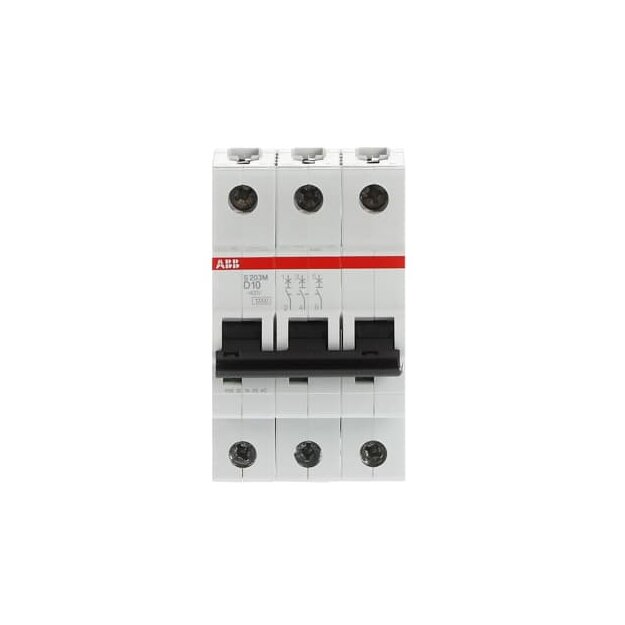 ABB 2CDS273001R0101 S203M-D10 Sicherungsautomat D-Charakteristik  10 kA  10 A  3P