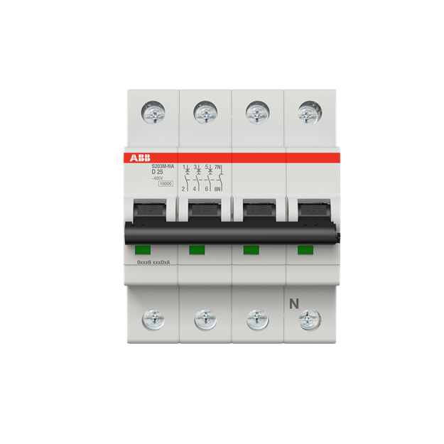 ABB 2CDS273103R0251 S203M-D25NA Sicherungsautomat D-Charakteristik  10 kA  25 A  3P+NA