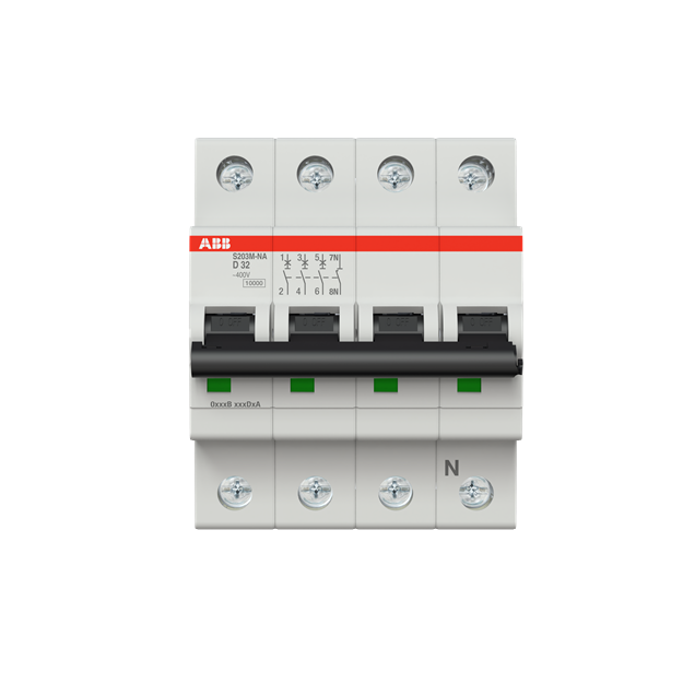 ABB 2CDS273103R0321 S203M-D32NA Sicherungsautomat D-Charakteristik  10 kA  32 A  3P+NA