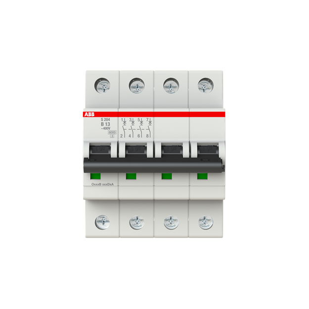 ABB 2CDS254001R0135 S204-B13 Sicherungsautomat B-Charakteristik  6 kA  13 A  4P