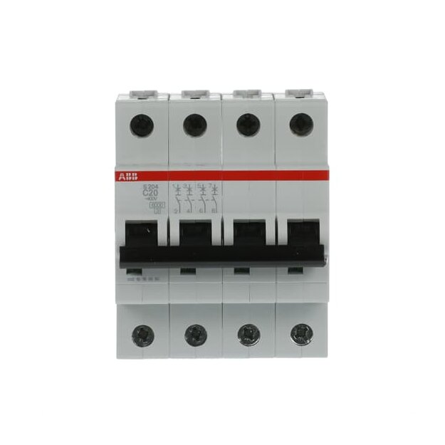 ABB 2CDS254001R0204 S204-C20 Sicherungsautomat C-Charakteristik  6 kA  20 A  4P