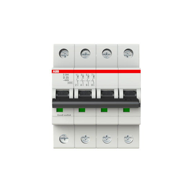ABB 2CDS254001R0251 S204-D25 Sicherungsautomat D-Charakteristik  6 kA  25 A  4P