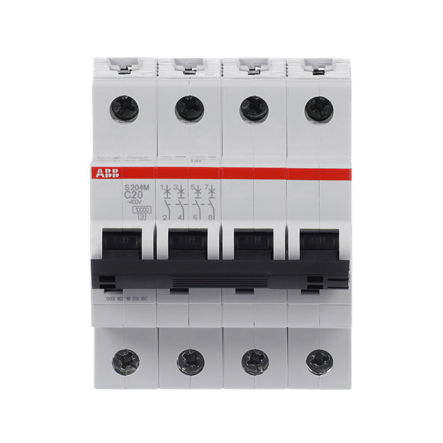 ABB 2CDS274001R0204 S204M-C20 Sicherungsautomat C-Charakteristik  10 kA  20 A  4P