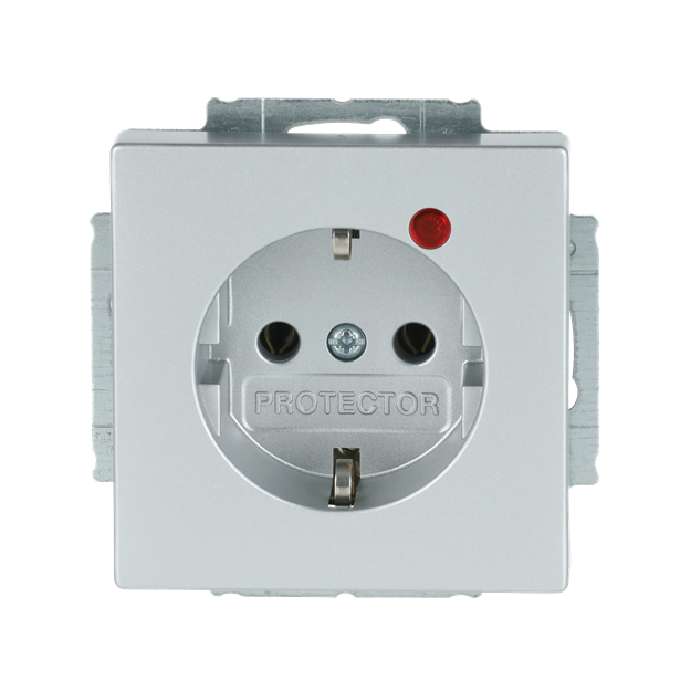 Busch-Jaeger 2310 EUGL/VA-83-11 Busch-Protector® SCHUKO® Steckdosen-Einsatz mit Überspannungsschutz (Kunststoff (lackiert)) Alusilber 2CKA002011A3832