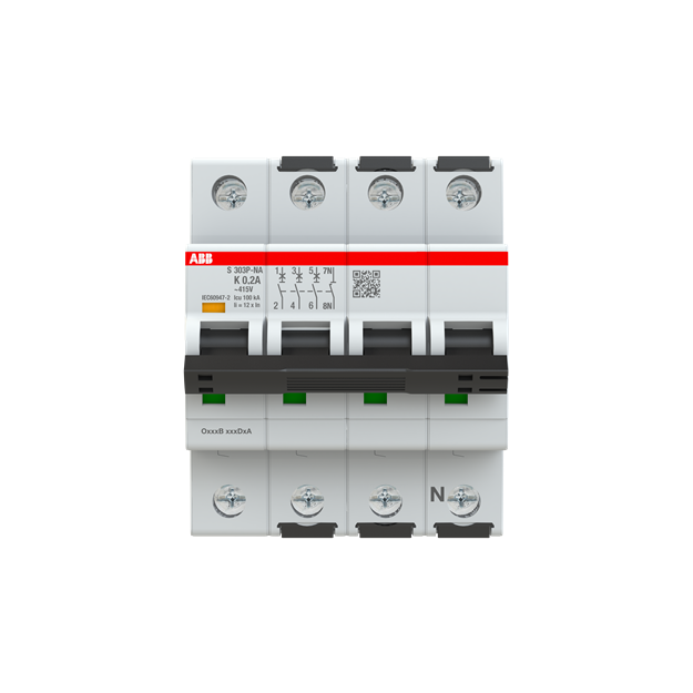 ABB 2CDS383103R0087 S303P-K0 2NA Sicherungsautomat K-Charakteristik  25kA  0 2A  3+NA