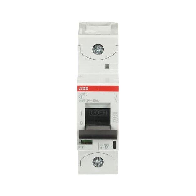 ABB 2CCS861001R0407 S801S-K8 Hochleistungssicherungsautomat 8A K 415VAC=Icu 50kA 1P