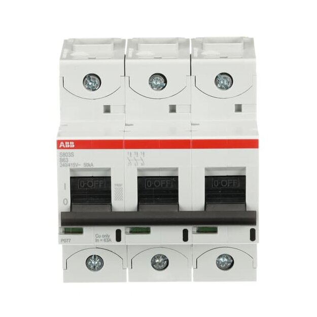 ABB 2CCS863001R0635 S803S-B63 Hochleistungssicherungsautomat  63A B 400VAC=Icu 50kA 690VAC=Icu6kA 3P
