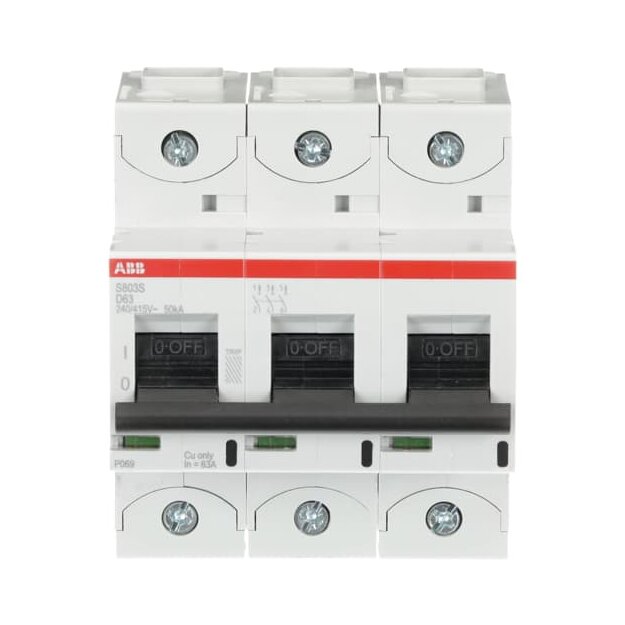 ABB 2CCS863001R0631 S803S-D63 Hochleistungssicherungsautomat  63A D 400VAC=Icu 50kA 690VAC=Icu6kA 3P