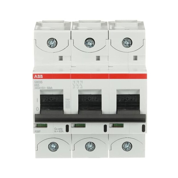 ABB 2CCS863001R0597 S803S-K63 Hochleistungssicherungsautomat  63A K 400VAC=Icu 50kA 690VAC=Icu6kA 3P