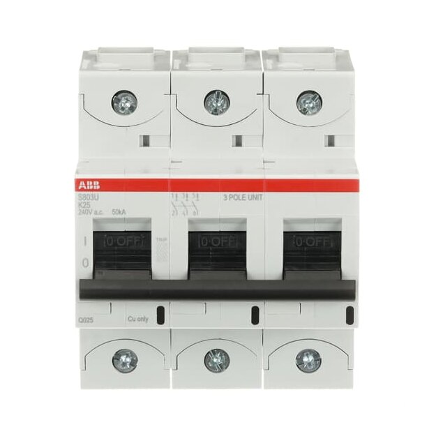ABB 2CCS863017R0517 S803U-K25 Hochleistungssicherungsautomat  25A K 240VAC=Icu 50kA 3P  UL 489