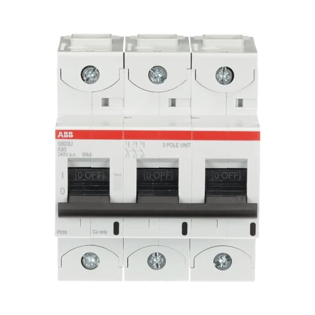 ABB 2CCS863017R0627 S803U-K80 Hochleistungssicherungsautomat  80A K 240VAC=Icu 50kA 3P  UL 489