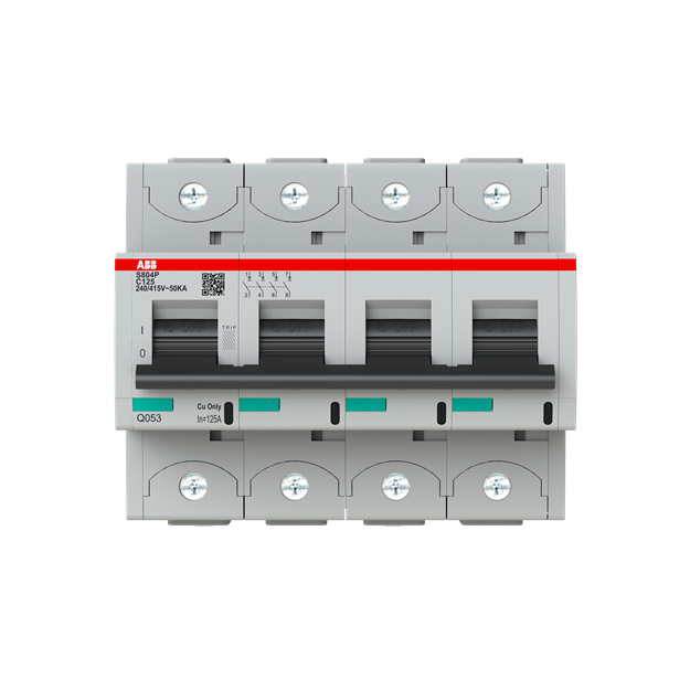ABB 2CCG001237R0001 S804P-C125 Hochleistungssicherungsautomat 125A  C-Charakteristik  Icu=50kA 240/415V AC  4P