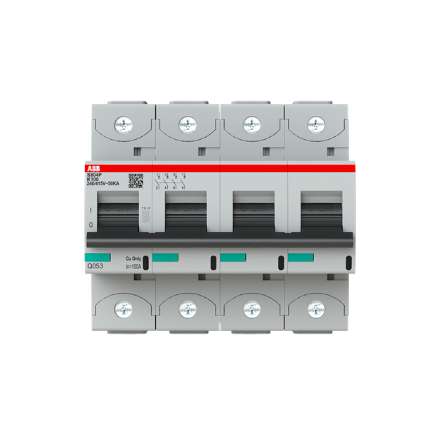 ABB 2CCG001260R0001 S804P-K100 Hochleistungssicherungsautomat 100A  K-Charakteristik  Icu=50kA 240/415V AC  4P