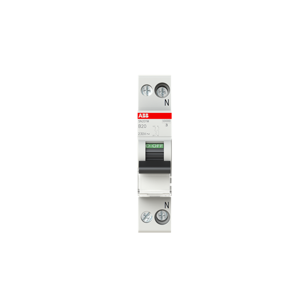 ABB 2CSS275101R0205 SN201M-B20 Sicherungsautomat B-Charakteristik  10 kA  20 A  1P+N Neutralleiter rechts