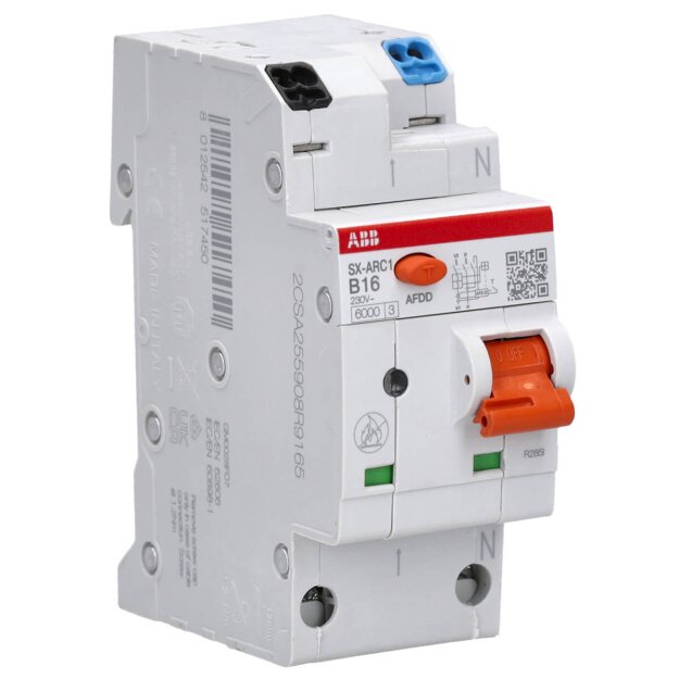 ABB SX-ARC1-B16  6kA  1P+N  2TE Fehlerlichtbogen-Schutzeinrichtung + LS FlexLine Push-in Technologie AFDD schützt vor Fehlerlichtbögen 2CSA255908R9165