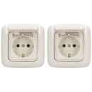 Busch-Jaeger Busch-Duro 2000 SI Set: 2x 20 EUK-212 Steckdose mit Klappdeckel + 2x 2511-212 Abdeckrahmen 1-fach Cremeweiß