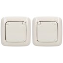 Busch-Jaeger Busch-Duro 2000 SI Set: 2x 20 EUK-212 Steckdose mit Klappdeckel + 2x 2511-212 Abdeckrahmen 1-fach Cremeweiß