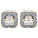 Busch-Jaeger Busch-Duro 2000 SI Set: 2x 20 EUK-212 Steckdose mit Klappdeckel + 2x 2511-212 Abdeckrahmen 1-fach Cremeweiß