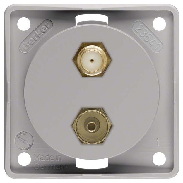 Berker 945602506 Antennen-Verbinderdose Radio/SAT Integro Modul-Einsätze Grau matt