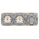 Busch-Jaeger Busch-Duro 2000 SI Set: 1x Rutenbeck Anschlussdose flex 136104030 mit Zentralscheibe + 2x 20 EUC-212 SCHUKO Steckdosen-Einsatz + 1x 2513-212 3-fach Rahmen Cremeweiß