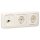 Busch-Jaeger Busch-Duro 2000 SI Set: 1x Rutenbeck Anschlussdose flex 136104030 mit Zentralscheibe + 2x 20 EUC-212 SCHUKO Steckdosen-Einsatz + 1x 2513-212 3-fach Rahmen Cremeweiß
