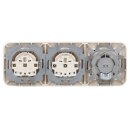 Busch-Jaeger Busch-Duro 2000 SI Set: 1x Rutenbeck Anschlussdose 136104070 UAE-Cat.6A iso-8/8 Up 0 mit Zentralscheibe 2-fach + 2x 20 EUC-212 Steckdose + 1x 2513-212 3-fach Rahmen Cremeweiß