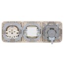 Busch-Jaeger Busch-Duro 2000 SI Set: Rutenbeck Anschlussdose 136104070 UAE-Cat.6A iso-8/8 Up 0 & Zenrtalscheibe + Telefondose TAE 3x6 NFN Up0 rw & Zenrtalscheibe + 20 EUC-212 Steckdose + 2523-212 Rahmen Cremeweiß
