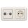 Busch-Jaeger Busch-Duro 2000 SI Set: 1x  UP 2-Loch SAT Dose Triax EDU 04 F mit Zentralscheibe +  1x 20 EUC-212 Steckdose + 1x 2512-212 2-fach Rahmen Cremeweiß