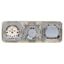 Busch-Jaeger Busch-Duro 2000 SI Set: UP 2-Loch SAT Dose Triax EDU 04 F mit Zentralscheibe + Rutenbeck Anschlussdose 13610407 mit Zentralscheibe + 20 EUC-212 Steckdose + 2513-212 3-fach Rahmen Cremeweiß