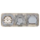 Busch-Jaeger Busch-Duro 2000 SI Set: UP 3-Loch Dose Triax EDA 302 F mit Zentralscheibe + Rutenbeck Anschlussdose 13610407 mit  Zentralscheibe + 20 EUC-212 Steckdose + 2513-212  3-fach Rahmen Cremeweiß