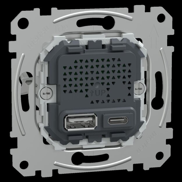 Merten MEG4366-0140 USB Ladestation-Einsatz Typ A+C mit Power-Delivery-Technologie und 21W Ladeleistung