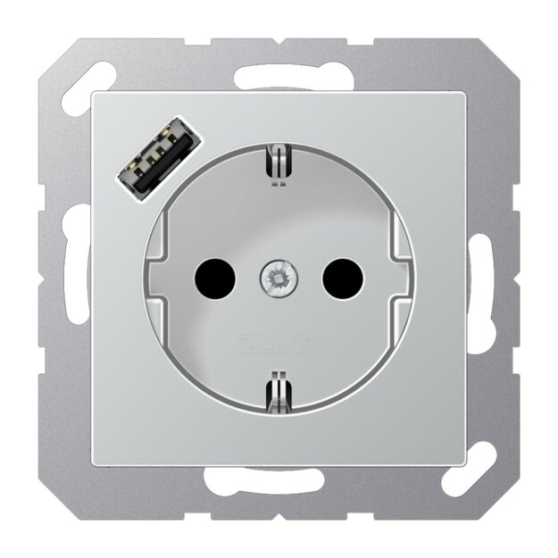 Exklusives Angebot: Jung A1520-18AAL SCHUKO-Steckdose mit USB Typ A (max. 3A) Quick Charge mit erhöhtem Berührungsschutz (Thermoplast bruchsicher) Aluminium Serie A - nur für kurze Zeit