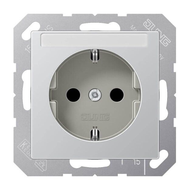 Exklusives Angebot: Jung A1520BFKINAAL SCHUKO Steckdose mit Schriftfeld 6x46mm (Thermoplast bruchsicher) Aluminium Serie A - nur für kurze Zeit