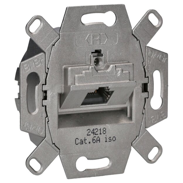 Busch-Jaeger 0218/11-101 UAE-Anschlussdose, RJ45, Cat. 6a iso, geschirmt 1 Steckbuchse, 8 (8)-polig Grau 2CKA000230A0409
