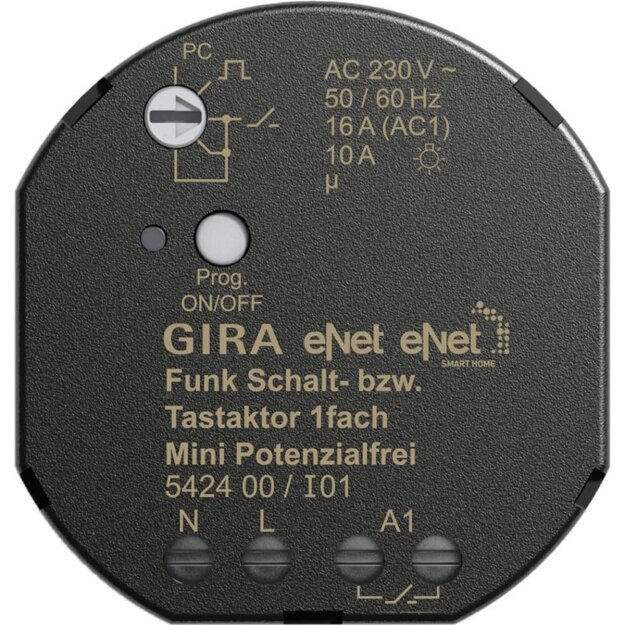Gira 542400 Funk Schalt-/Tastaktor 1-fach Mini potasterfrei Gira eNet