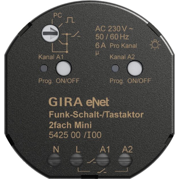 Gira 542500 Funk Schalt-/Tastaktor 2-fach Mini Gira eNet