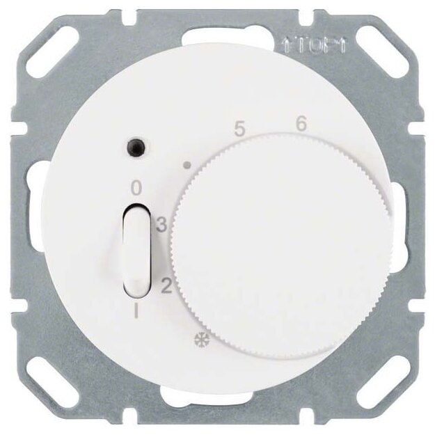 Berker 20302089 Temperaturregler mit Öffner Zentralstück Wippschalter und LED R.1/R.3 Polarweiß glänzend