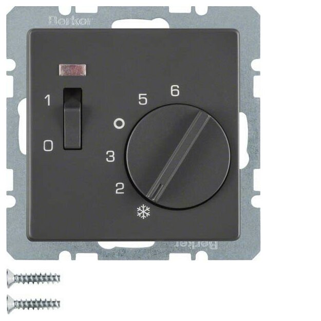 Berker 20306086 Temperaturregler mit Öffner Zentralstück Wippschalter und LED Q.x Anthrazit samt
