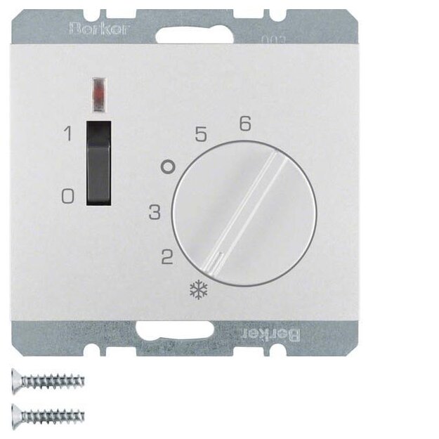 Berker 20307103 Temperaturregler mit Öffner Zentralstück Wippschalter und LED K.5 Alu
