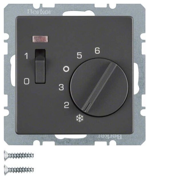 Berker 20316086 Temperaturregler 24 V mit Öffner Zentralstück Wippschalter und LED Q.x Anthrazit samt