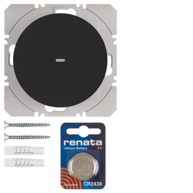 Berker 85655231 KNX-Funk Wandsender 1-fach flach Quicklink R.1/R.3 Schwarz glänzend