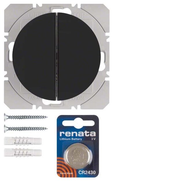 Berker 85656231 KNX-Funk Wandsender 2-fach flach Quicklink R.1/R.3 Schwarz glänzend