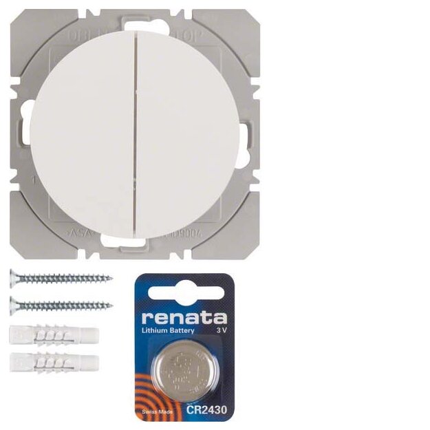 Berker 85656239 KNX-Funk Wandsender 2-fach flach Quicklink R.1/R.3 Polarweiß glänzend