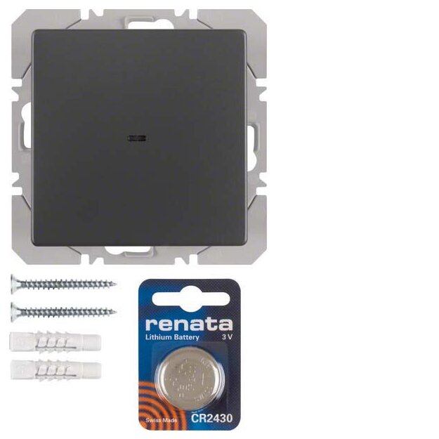 Berker 85655226 KNX-Funk Wandsender 1-fach flach Quicklink Q.1/Q.3 Anthrazit samt