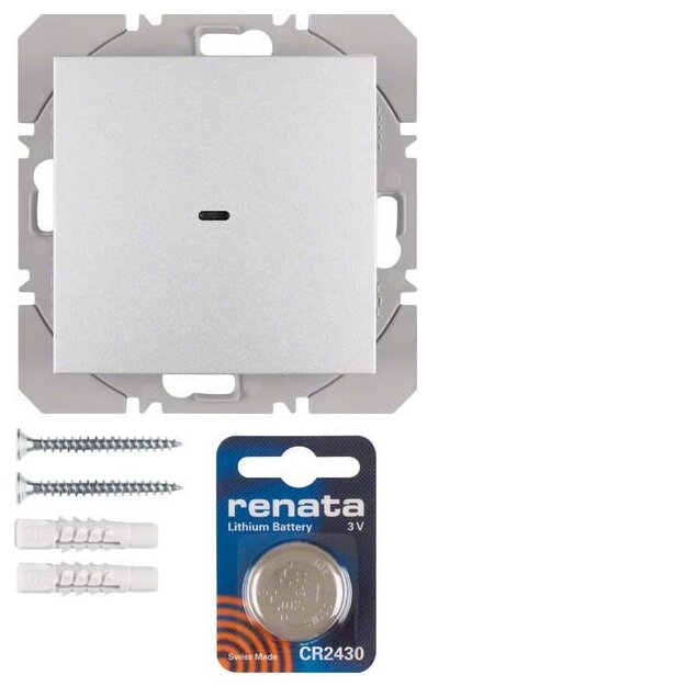 Berker 85655283 KNX-Funk Wandsender 1-fach flach Quicklink B.7 Alu matt