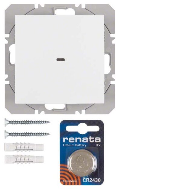 Berker 85655288 KNX-Funk Wandsender 1-fach flach Quicklink S.1/B.3/B.7 Polarweiß matt