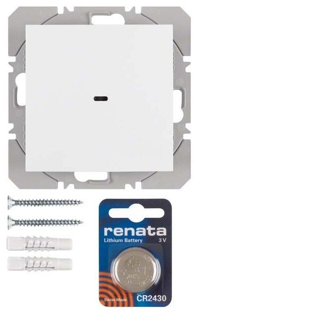 Berker 85655289 KNX-Funk Wandsender 1-fach flach Quicklink S.1/B.3/B.7 Polarweiß glänzend