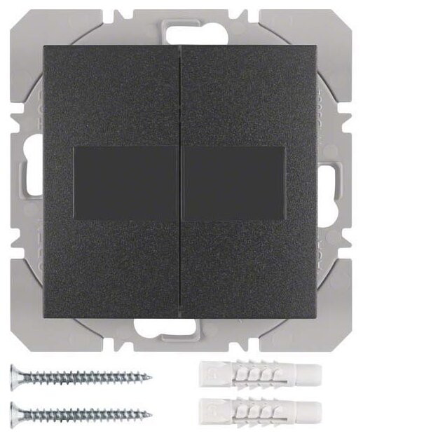 Berker 85656185 KNX-Funk Wandsender 2-fach flach Solar Quicklink S.1/B.3/B.7 Anthrazit matt
